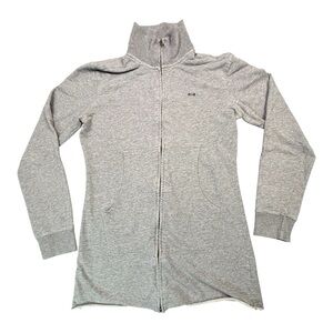 Le Tigre Women's Small Gray Full Zip Mock Neck Sweatshirt Jacket Preppy Logo